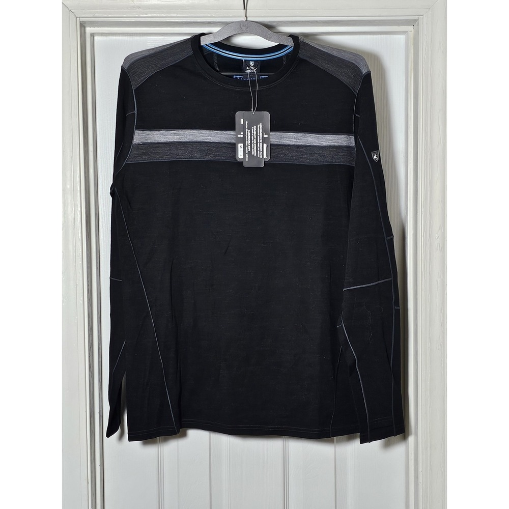 Kuhl Downhill Racr Merino Wool Crewneck Sweater L/S Medium Koal Black Aeroknit